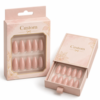 Boîte d'emballage personnalisée pour faux ongles, en papier imprimé avec fenêtre et insert, pour kits de vente au détail d'ongles à presser