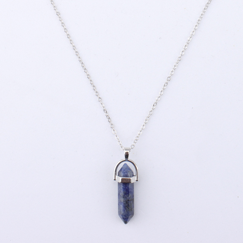 Collier Pendentif En Vermeil Avec Pierre Cristal à Facettes - Bijou Vintage