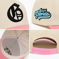 Gorra de Béisbol Rosa Crema Personalizada, de Sarga de Algodón, 5 Paneles, Bordado Gótico, Ajustable con Cierre a Presión, Unisex, Estilo Urbano, Venta al por Mayor, OEM, ODM