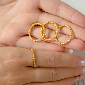 Anillos Impermeables Que No Se Deslustran, Chapados en Oro PVD de 14k y 18k, Anillo de Moda de Acero Inoxidable 316L con Cuentas para Mujer - Product Image 3