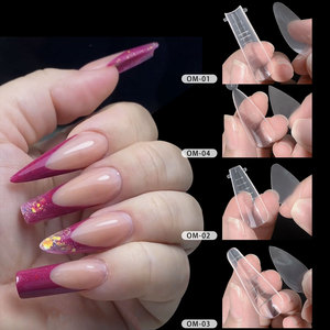 24 pièces pochoir réutilisable en ABS tampons de <span class=keywords><strong>manucure</strong></span> française amande douce conception carrée Poly gel pour ongles système duo double forme doigt - Product Image 3