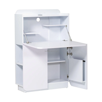 Bureau multifonctionnel pliable en bois blanc, dernière génération, gain de place, grande surface de travail, 3 étagères, compartiment pour ordinateur portable