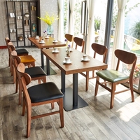 Meubles de café vintage, table et chaises de restaurant en bois massif, ensemble de table à manger 2 places, 4 places