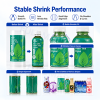 Film rétractable personnalisé pour emballage de bouteilles, pour boissons, thé, jus, résistant à l'humidité, étiquette rétractable en PET PVC