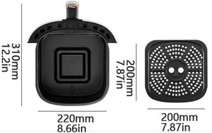 Friteuse à air numérique intégrée 5-8L carrée, en acier inoxydable, avec écran LCD, pour hôtels et foyers, économe en énergie, sans huile - Product Image 3