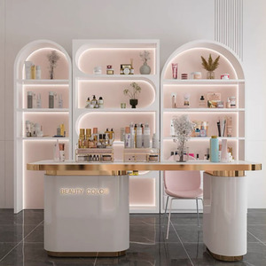 Beauty Salon Cosmetics Shoes Bags Display Cabinet Customized Backdrop Display Cabinet