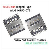 WECONN WL-SIM150-072 Connecteur de carte MICRO SIM à 8 broches + 1, type articulé, H=1,50 mm, avec interrupteur de détection, connecteur FPC personnalisable