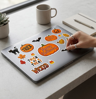 Autocollants d'Halloween personnalisés en vinyle imperméable : Citrouille, Fantôme, Chat Noir, Chauve-souris – Idéaux pour Ordinateur Portable, Bouteille d'Eau et Cadeaux de Fête d'Halloween