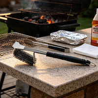 Brosse de nettoyage pour barbecue, grattoir et brosses métalliques pour grillades, idéales pour le camping et la cuisine en extérieur