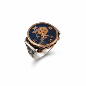 925K Sterling Silver Blue Enamel Watch Designer <b>Men</b> <b>Ring</b> - Product Image 2