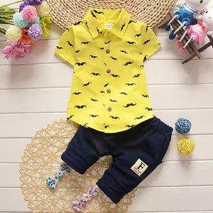Completo Estivo per Bambini: <span class=keywords><strong>Camicia</strong></span> a Maniche Corte con Stampa <span class=keywords><strong>Barba</strong></span> e Colletto, Abito Casual per Neonati - Product Image 3