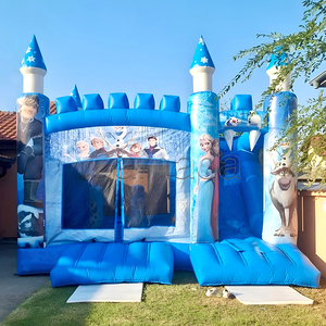 Château gonflable commercial bleu et blanc, glissière combinée château de la reine des glaces, pour enfants - Product Image 2