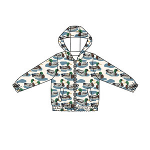 Haut personnalisé à imprimé canard vert BT1818 pour bébé garçon, sweat à capuche zippé à manches longues pour enfant, vêtement d'été - Product Image 3
