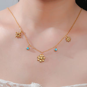 Myshape kalung wanita zirkon bening warna biru, Perhiasan Stainless <span class=keywords><strong>Steel</strong></span> <span class=keywords><strong>2025</strong></span> rantai Choker Hadiah Pesta Ulang Tahun Baru - Product Image 3