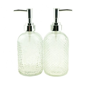 400ml Frasco de Vidro Flat-Shaped com Tampa Bomba 14OZ Atomizador Garrafa para Sabonete Líquido - Product Image 1