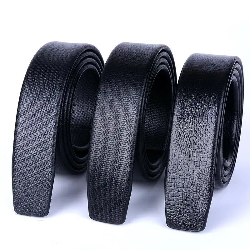 Custom fashion adjustable man belt genuine leather belts without Automatic buckle 100% cow leather pants belts