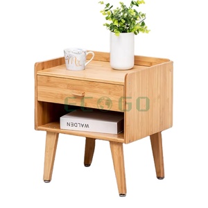 Table d'appoint élégante en bois pour chambre à coucher Table de chevet en bambou durable avec tiroir et étagère ouverte - Product Image 1