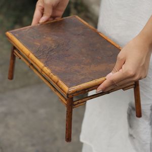 Petite table à thé Melu Rock, table à thé avec rangement pour tapis en rotin, petite table à thé, support à tasses Tatami, foyer, table de préparation à sec - Product Image 2