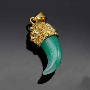 Hiphop 316L Stainless Steel <strong>lion</strong> Head Resin Wolf Teeth <strong>Pendant</strong> - Product Image 5