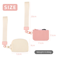 BEARKY Ensemble de mini-pochettes en nylon pour poignet, porte-monnaie zippé, étui porte-clés, sac de rangement de voyage portable et mignon avec sangle