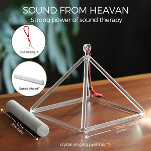 Pyramide chantante en cristal Jinfang 440 Hz, quartz à 99,99 %, thérapie sonore, yoga, équilibrage des chakras, relaxation spirituelle - Product Image 1