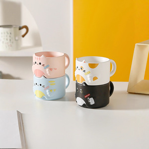 Tazza in Ceramica con Orecchie di <span class=keywords><strong>Gatto</strong></span>, 300ML, Impilabile, Bicchiere Creativo con Manico in Rame - Product Image 5