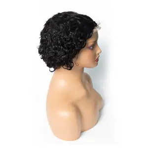 Wholesale jerry curl wig pixie short curly bob 6 inch IC peruvian virgin hair