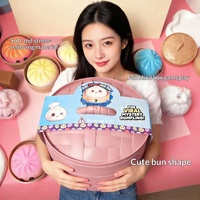 En gros Jouet à presser géant en forme de Baozi mystère en TPR souple, anti-stress et sensoriel, avec grand ensemble de cuiseurs vapeur, pour enfants et adultes