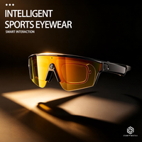 Gafas Inteligentes con Marco Negro Innovador, Lentes de Espejo Verde Naranja, 13MP, Triple Micrófono, Sonido Estéreo Abierto de 1200P, para Vlogging y Senderismo
