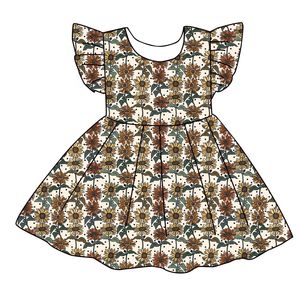 Vestido de Niña con Lazo, 95% Algodón, 5% Spandex, Estilo Línea A, Hasta la Rodilla, Otoño, Personalizado en 3-7 Días, Venta al Por Mayor de Fábrica, OEM/ODM, Estampado - Product Image 5