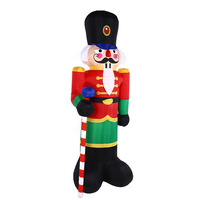 Gigantesque Casse-Noisette Gonflable de 2,4 m avec Impression UV, Figurine Gonflable pour Décoration Extérieure de Jardin, Lumière LED pour Fêtes et Événements Festifs