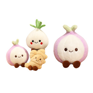 Peluche all'ingrosso a forma di verdure dei cartoni animati: adorabili cuscini in peluche a forma di <span class=keywords><strong>aglio</strong></span>, zenzero e cipolla, simpatici giocattoli in peluche a forma di verdura per il comfort - Product Image 2