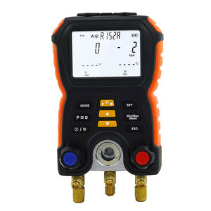 Manomètre numérique filaire 1/4'' avec 2 sondes à pince pour la mesure de la température et des pressions des systèmes de climatisation R410a, R134a, R22, etc. - Product Image 1