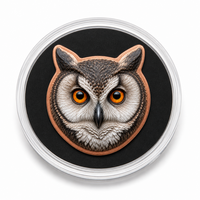 Médaille en cuivre pur .999 de 1 oz, découpée, avec relief 3D, imprimée UV couleur, motif Hibou de la Sagesse, pièce de défi, cadeau de diplôme