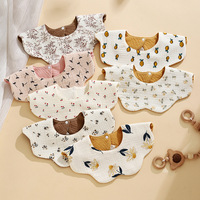 Bavoir bébé nouveau-né 360 degrés en mousseline de coton 100% imperméable pliable à motif uni pour garçons et filles - Vente en gros
