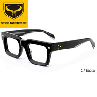 FEROCE Lunettes de vue carrées en acétate tendance, monture complète, nouveau design, pour la lecture, adaptées à toutes les formes de visage