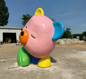 Sculture di Animali Cartoon a Grandezza Naturale in Resina e Fibra di Vetro Personalizzate - Orsi Giganti e Fioriere Colorate - Product Image 6