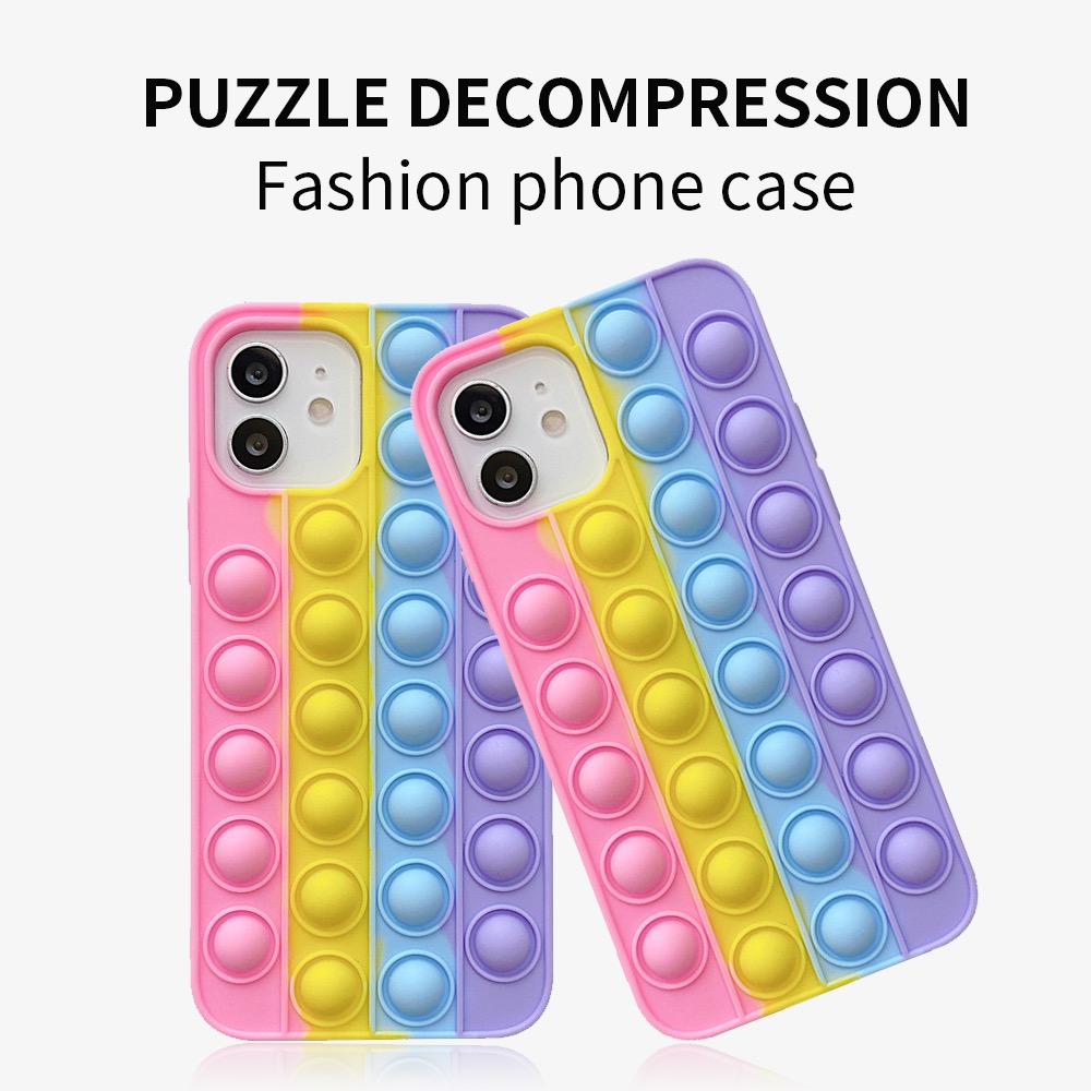 pop it phone case shockproof silicone Case With Color protect phone shell Color TPU cell Phone Case For iPhone 12 13