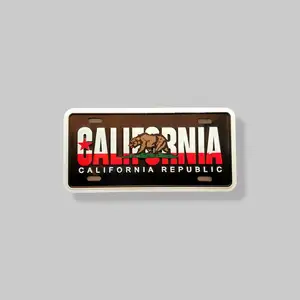 캘리포니아 공화국 양각 주석 기호 자석 금속 기호 미니 기념품 알루미늄 번호판 태그
