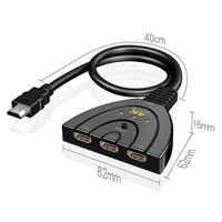Commutateur KVM compatible 4K 2K 3D 3 entrées 1 sortie Mini Hub de commutation vidéo 3 ports 1080P pour DVD HDTV Xbox PS3 PS4