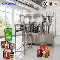 Machine automatique de conditionnement de jus, équipement rotatif de remplissage et de scellage de liquides en sachets préformés avec bec verseur pour boissons en Doypack