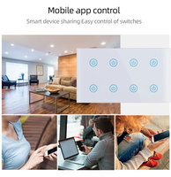 Interruptor de Luz Táctil Inteligente LangYeao de 8 Canales, Estándar del Reino Unido, WiFi Zigbee, Monitoreo de Energía, Bloqueo Infantil, Compatible con Alexa y Google Home