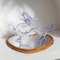 Dragon en cristal soufflé à la main, écologique, gaufré et poli, 93 mm, décoration de boule haute, pour la maison, porte-bonheur Feng Shui