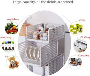 Cesta de Almacenamiento para Armario, Organizador de Ropa de un Solo Nivel, Estante de Almacenamiento de Plástico para Baño con Diseño Plegable Ecológico - Product Image 2