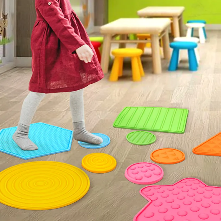 New Silicone Kết Cấu Vòng Tròn Cảm Giác Đồ Chơi Tự Kỷ Cảm Giác Thăm Dò Chơi Set Bán Buôn Kids Montessori Giáo Dục Đồ Chơi Mat