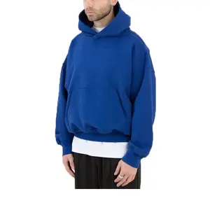 500gsm 600gsm người đàn ông quá khổ dày Heavyweight bông cắt Boxy trống Hoodie