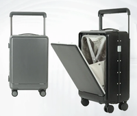 Valise PC personnalisable durable à poignée large, ouverture frontale, design moderne, roulettes pivotantes, bagage cabine portable, cadre en aluminium léger, avec serrure