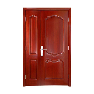 Revestimiento de roble rojo americano, capa de madera, panel de pintura blanca tallada, diseño de puerta principal doble <span class=keywords><strong>desigual</strong></span> - Product Image 4