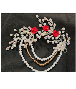 Accessoire de cheveux floral en perles et cristaux de qualité supérieure, fait main, bijou de cheveux élégant pour chignon, idéal pour les fêtes et les occasions spéciales - Product Image 2