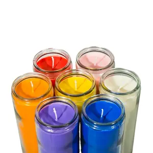 Custom Logo Glass Jar Paraffin Wax 7 Day Glass Jar Candles Wholesale Hot Sale Religious Prayer Candle Votive Church Candle